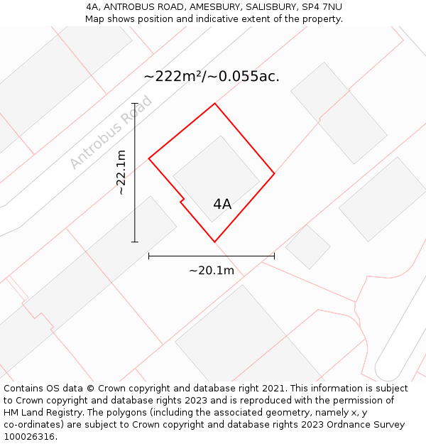 4A, ANTROBUS ROAD, AMESBURY, SALISBURY, SP4 7NU: Plot and title map