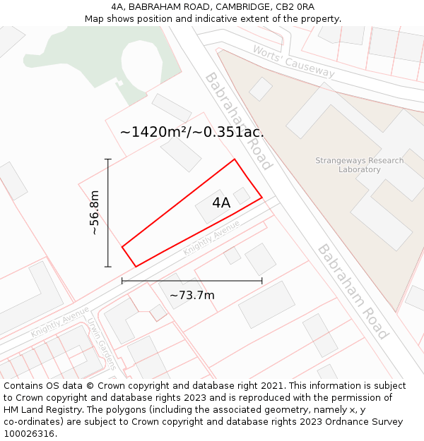 4A, BABRAHAM ROAD, CAMBRIDGE, CB2 0RA: Plot and title map
