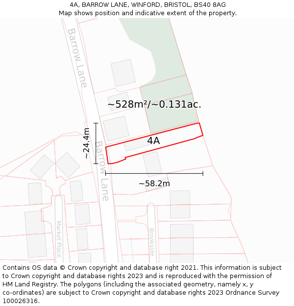 4A, BARROW LANE, WINFORD, BRISTOL, BS40 8AG: Plot and title map