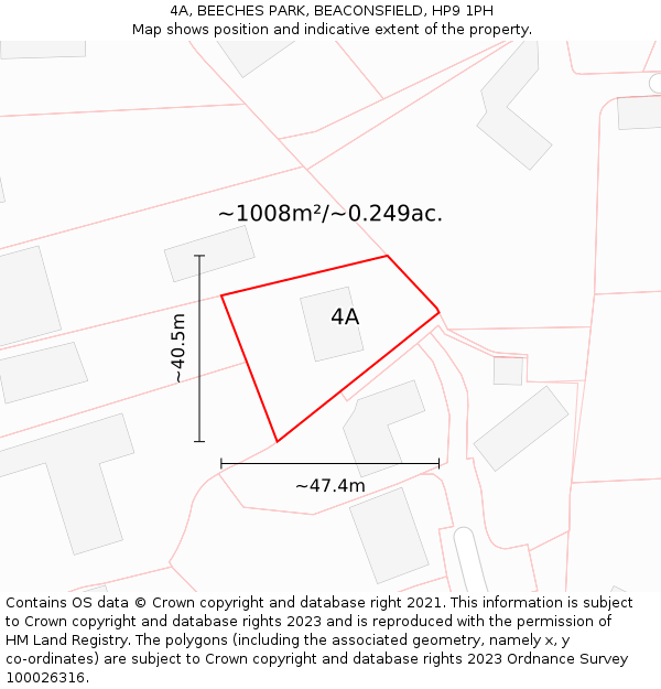 4A, BEECHES PARK, BEACONSFIELD, HP9 1PH: Plot and title map