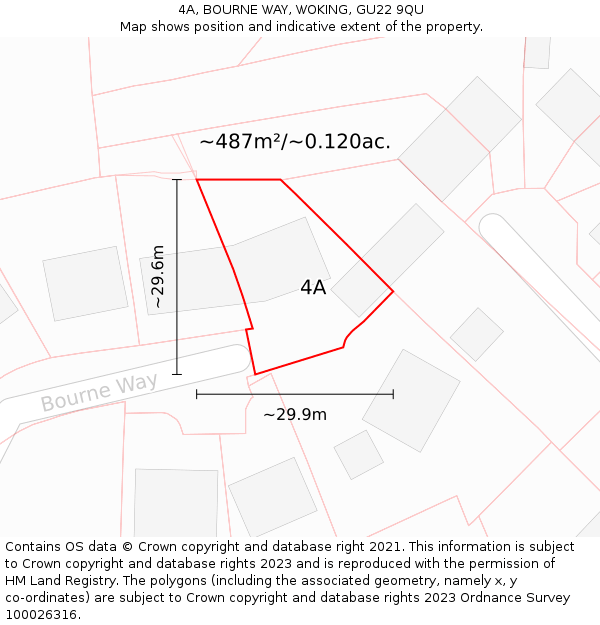 4A, BOURNE WAY, WOKING, GU22 9QU: Plot and title map