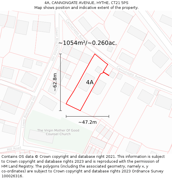 4A, CANNONGATE AVENUE, HYTHE, CT21 5PS: Plot and title map