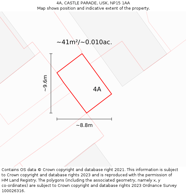 4A, CASTLE PARADE, USK, NP15 1AA: Plot and title map