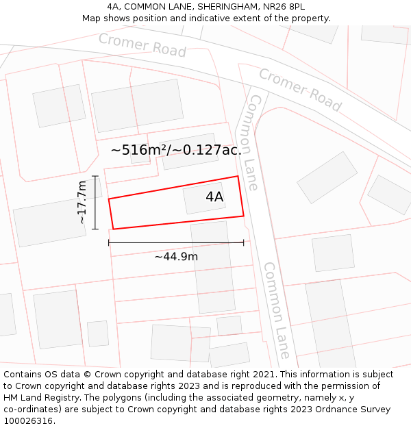 4A, COMMON LANE, SHERINGHAM, NR26 8PL: Plot and title map