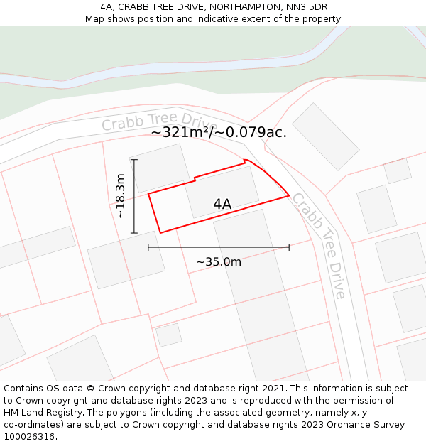 4A, CRABB TREE DRIVE, NORTHAMPTON, NN3 5DR: Plot and title map