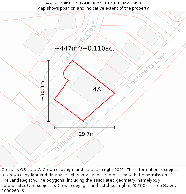 4A, DOBBINETTS LANE, MANCHESTER, M23 9NB: Plot and title map