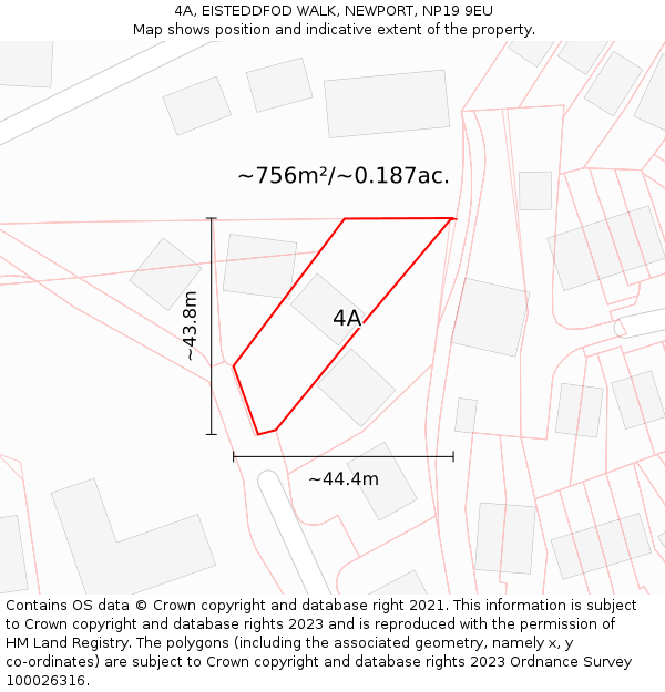 4A, EISTEDDFOD WALK, NEWPORT, NP19 9EU: Plot and title map