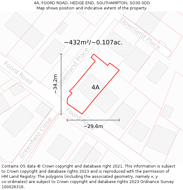 4A, FOORD ROAD, HEDGE END, SOUTHAMPTON, SO30 0DD: Plot and title map