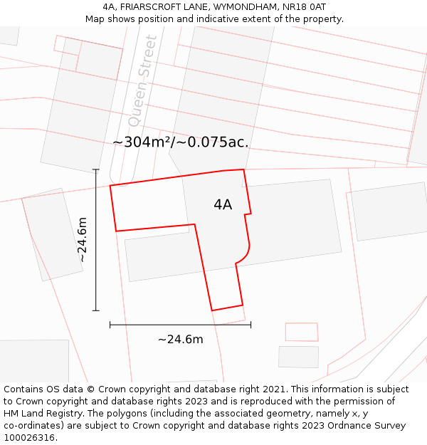 4A, FRIARSCROFT LANE, WYMONDHAM, NR18 0AT: Plot and title map