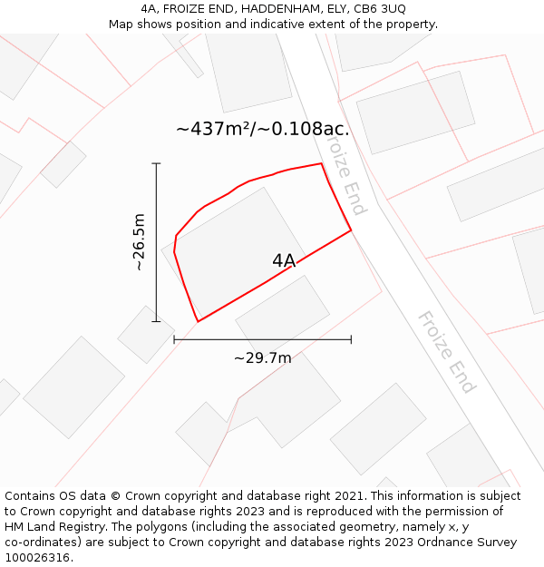 4A, FROIZE END, HADDENHAM, ELY, CB6 3UQ: Plot and title map