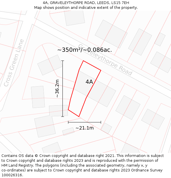 4A, GRAVELEYTHORPE ROAD, LEEDS, LS15 7EH: Plot and title map