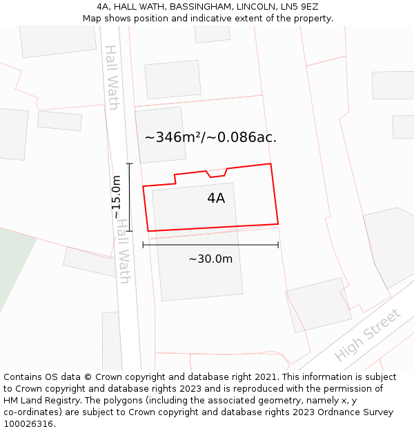 4A, HALL WATH, BASSINGHAM, LINCOLN, LN5 9EZ: Plot and title map