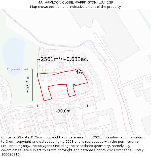 4A, HAMILTON CLOSE, WARRINGTON, WA4 1GP: Plot and title map