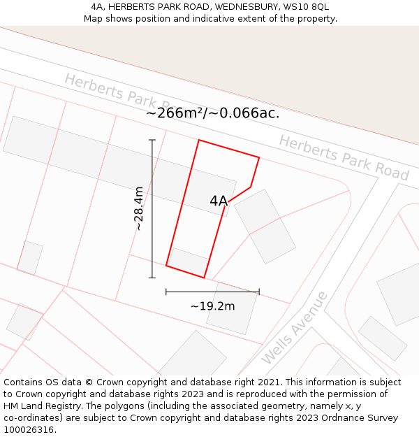 4A, HERBERTS PARK ROAD, WEDNESBURY, WS10 8QL: Plot and title map