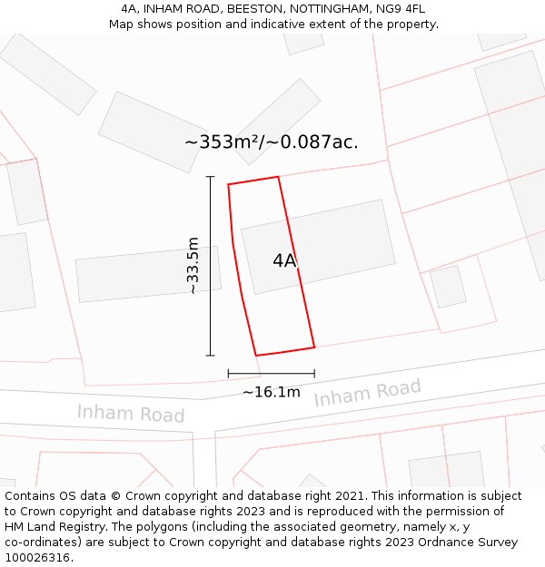 4A, INHAM ROAD, BEESTON, NOTTINGHAM, NG9 4FL: Plot and title map