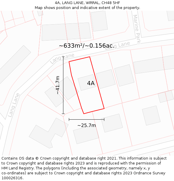 4A, LANG LANE, WIRRAL, CH48 5HF: Plot and title map
