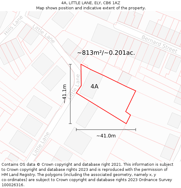 4A, LITTLE LANE, ELY, CB6 1AZ: Plot and title map
