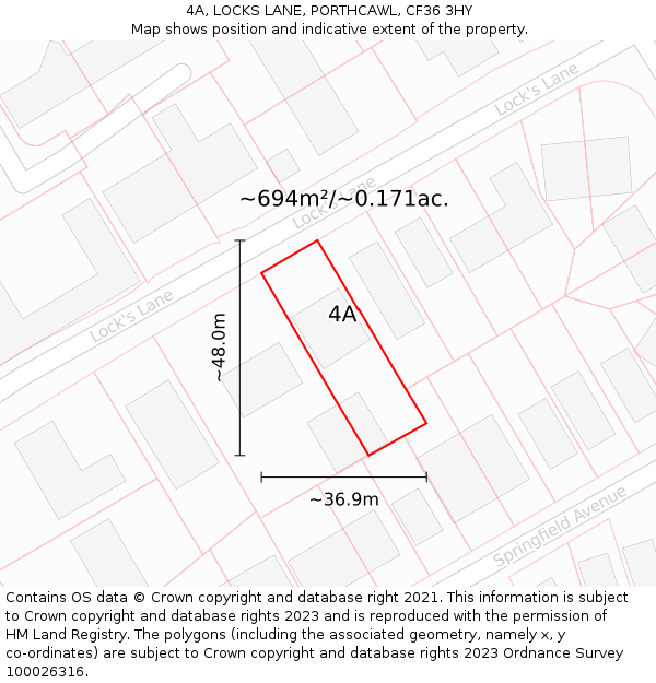 4A, LOCKS LANE, PORTHCAWL, CF36 3HY: Plot and title map