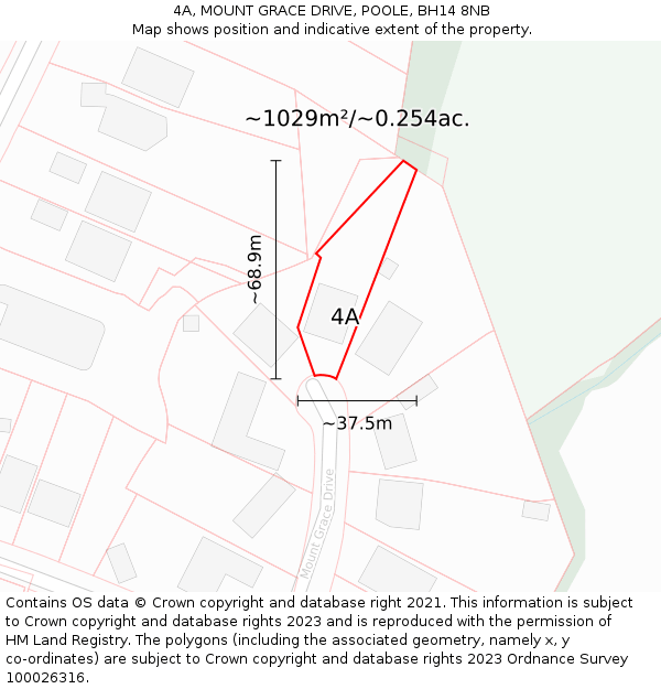 4A, MOUNT GRACE DRIVE, POOLE, BH14 8NB: Plot and title map