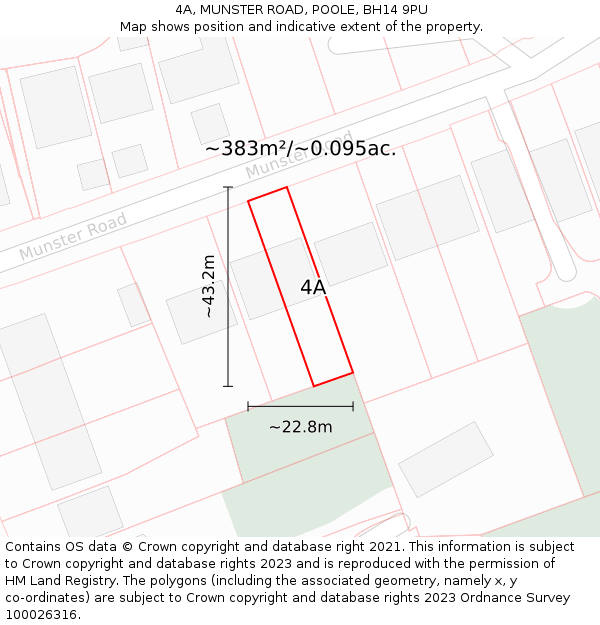 4A, MUNSTER ROAD, POOLE, BH14 9PU: Plot and title map