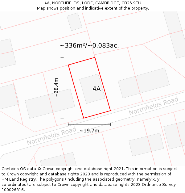 4A, NORTHFIELDS, LODE, CAMBRIDGE, CB25 9EU: Plot and title map