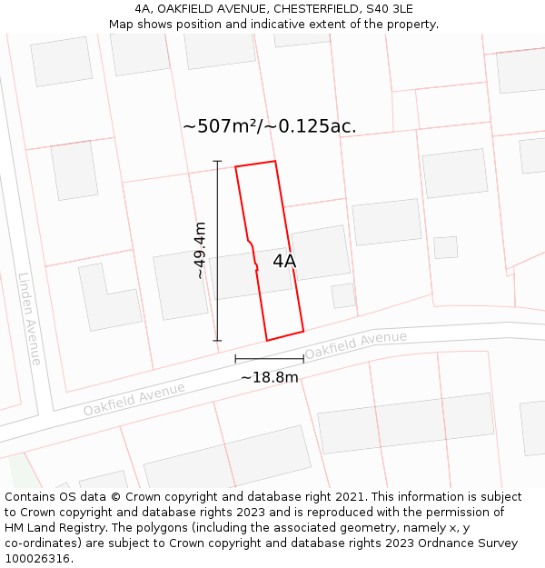 4A, OAKFIELD AVENUE, CHESTERFIELD, S40 3LE: Plot and title map