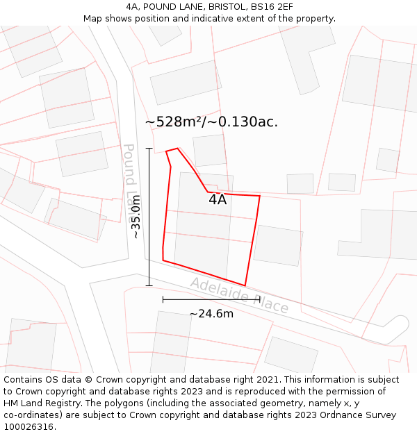 4A, POUND LANE, BRISTOL, BS16 2EF: Plot and title map