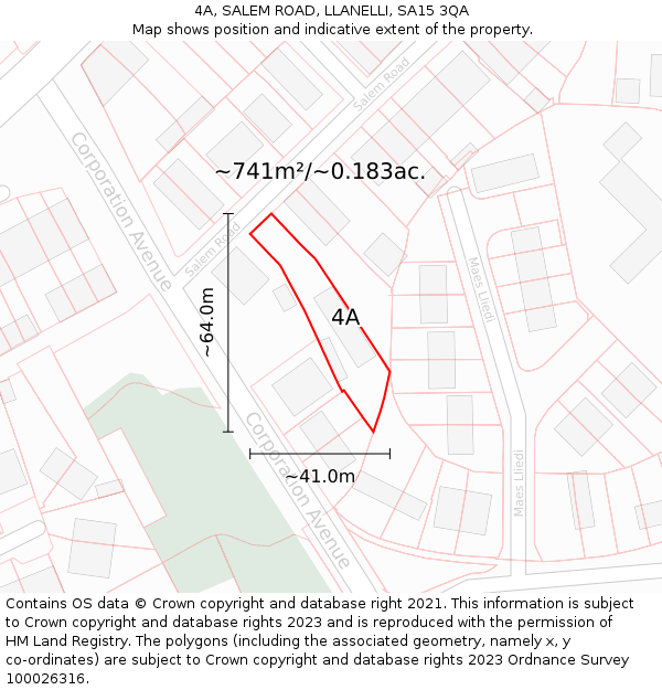 4A, SALEM ROAD, LLANELLI, SA15 3QA: Plot and title map