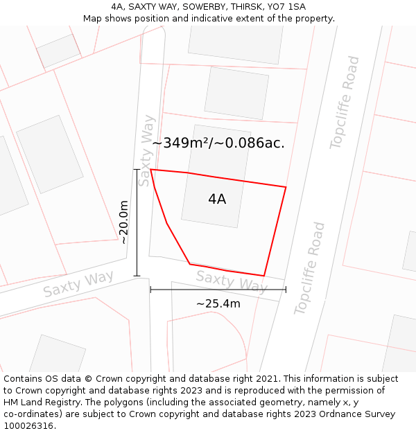4A, SAXTY WAY, SOWERBY, THIRSK, YO7 1SA: Plot and title map