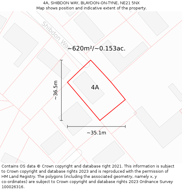 4A, SHIBDON WAY, BLAYDON-ON-TYNE, NE21 5NX: Plot and title map
