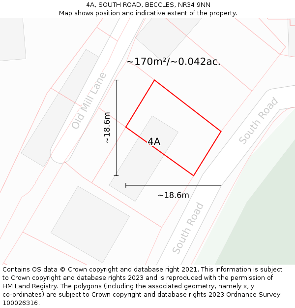 4A, SOUTH ROAD, BECCLES, NR34 9NN: Plot and title map
