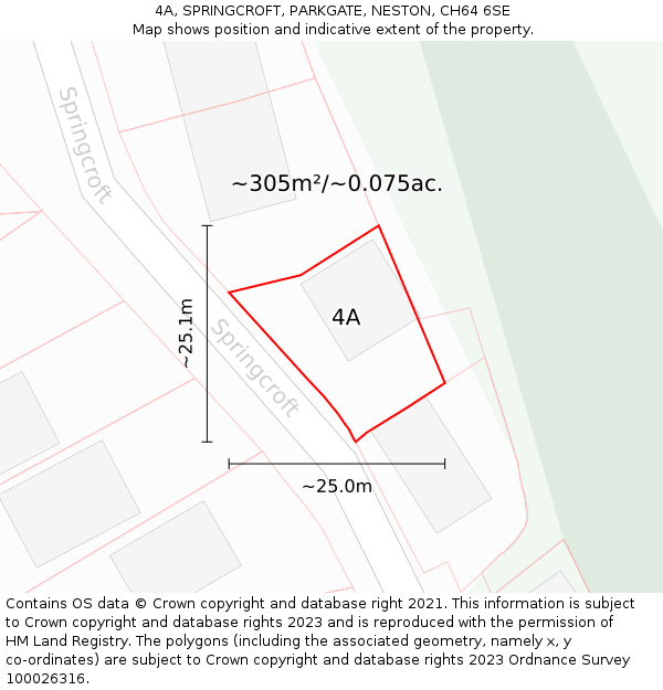 4A, SPRINGCROFT, PARKGATE, NESTON, CH64 6SE: Plot and title map