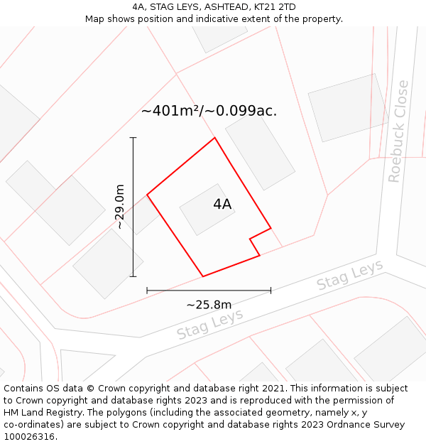 4A, STAG LEYS, ASHTEAD, KT21 2TD: Plot and title map