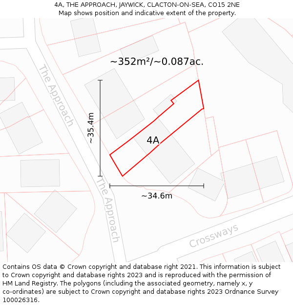4A, THE APPROACH, JAYWICK, CLACTON-ON-SEA, CO15 2NE: Plot and title map