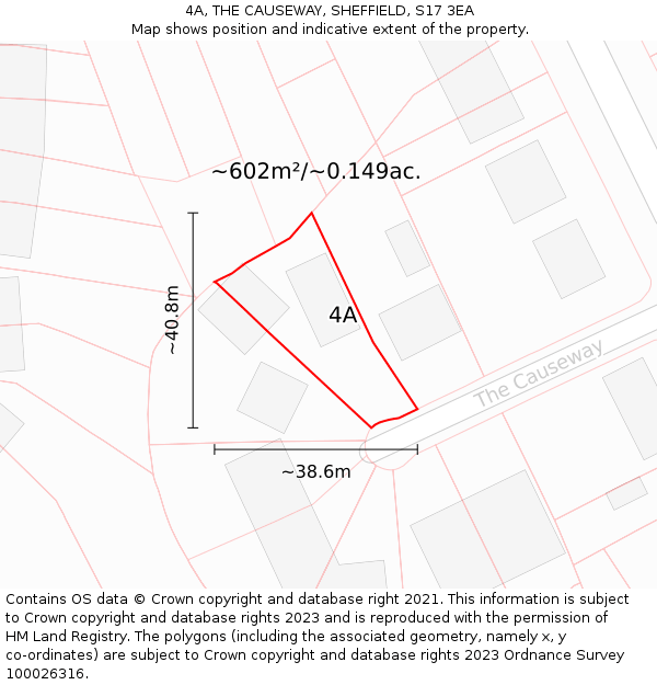 4A, THE CAUSEWAY, SHEFFIELD, S17 3EA: Plot and title map