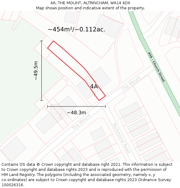 4A, THE MOUNT, ALTRINCHAM, WA14 4DX: Plot and title map