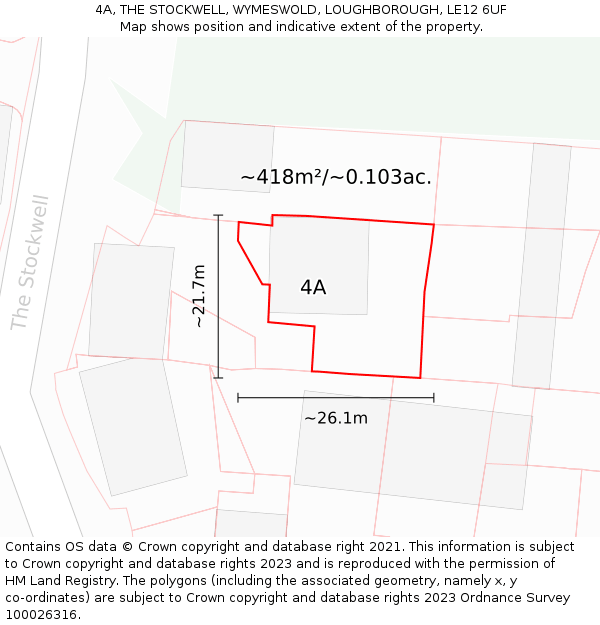 4A, THE STOCKWELL, WYMESWOLD, LOUGHBOROUGH, LE12 6UF: Plot and title map