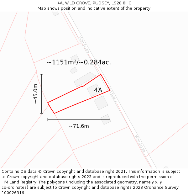 4A, WILD GROVE, PUDSEY, LS28 8HG: Plot and title map