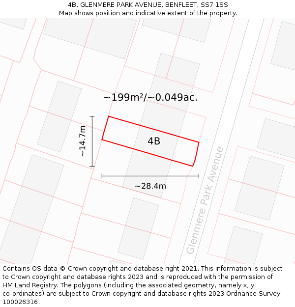 4B, GLENMERE PARK AVENUE, BENFLEET, SS7 1SS: Plot and title map