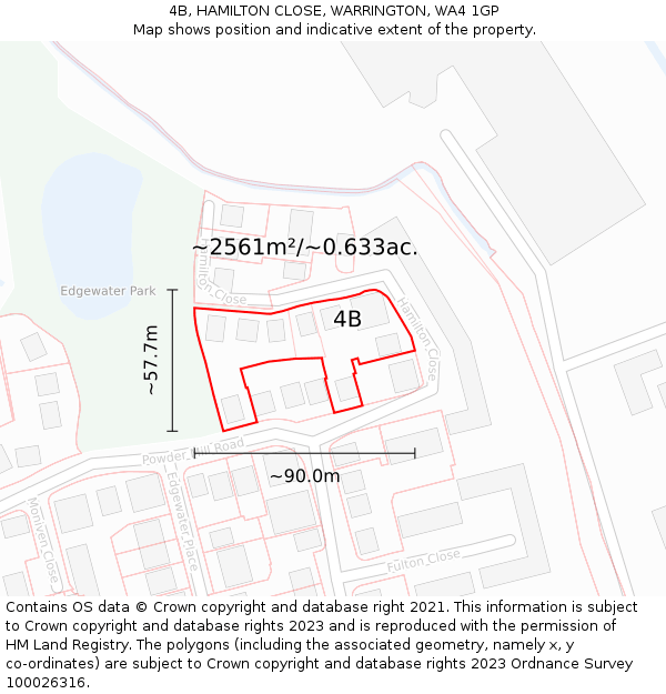 4B, HAMILTON CLOSE, WARRINGTON, WA4 1GP: Plot and title map