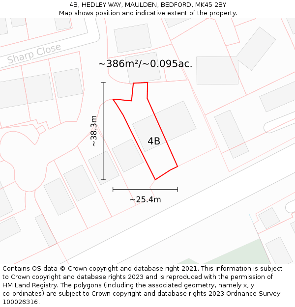 4B, HEDLEY WAY, MAULDEN, BEDFORD, MK45 2BY: Plot and title map