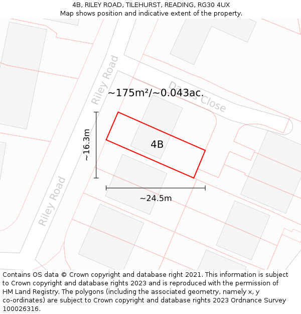 4B, RILEY ROAD, TILEHURST, READING, RG30 4UX: Plot and title map