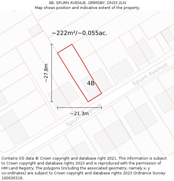 4B, SPURN AVENUE, GRIMSBY, DN33 2LN: Plot and title map