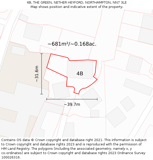 4B, THE GREEN, NETHER HEYFORD, NORTHAMPTON, NN7 3LE: Plot and title map