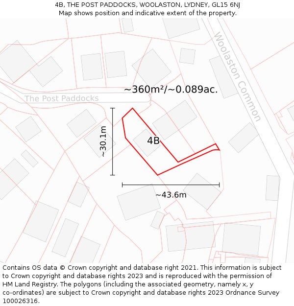 4B, THE POST PADDOCKS, WOOLASTON, LYDNEY, GL15 6NJ: Plot and title map