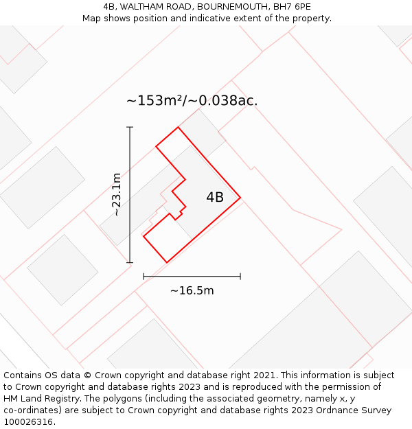 4B, WALTHAM ROAD, BOURNEMOUTH, BH7 6PE: Plot and title map