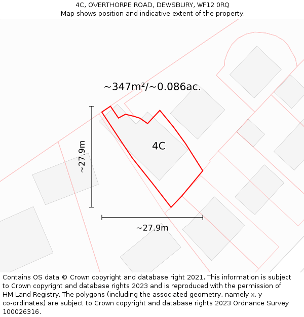 4C, OVERTHORPE ROAD, DEWSBURY, WF12 0RQ: Plot and title map