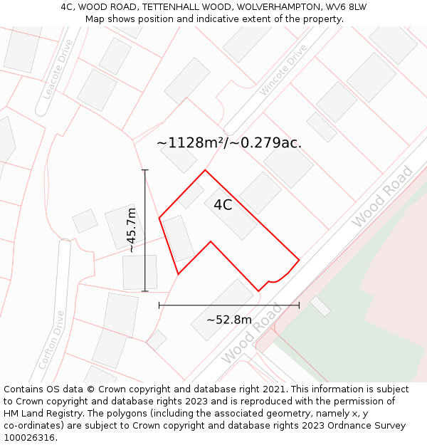4C, WOOD ROAD, TETTENHALL WOOD, WOLVERHAMPTON, WV6 8LW: Plot and title map