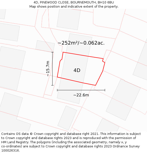 4D, PINEWOOD CLOSE, BOURNEMOUTH, BH10 6BU: Plot and title map