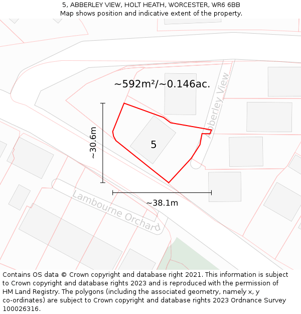 5, ABBERLEY VIEW, HOLT HEATH, WORCESTER, WR6 6BB: Plot and title map